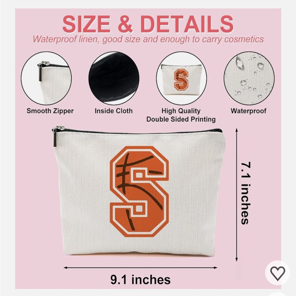 White and Orange Cosmetic Pouch